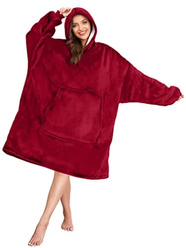 Lushforest Oversized Blanket Hoodie, Wearable Hooded Blanket, Soft Sherpa Fleece Snuggle Blanket Hoodie Adult, Warm Throw Blanket Sweatshirt Robe for Women Men Teens