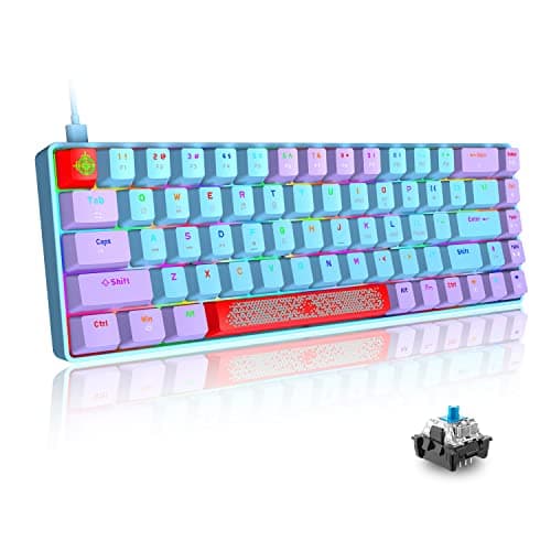 60% Mechanical Gaming Keyboard Type C Wired 68-Key LED Backlit USB Waterproof Keyboard 18 Chroma RGB Backlight with Extra Keycap Multi-color Custom Keys Compatible With PS4/PS5/Xbox/PC (Blue Switch)