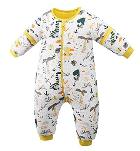ChicSky Baby Sleeping Bag with Feet 2.5 Tog Sleeping Bag with Legs Removable Sleeves Cotton Infant Walking Sleep Bag 18-36 Years