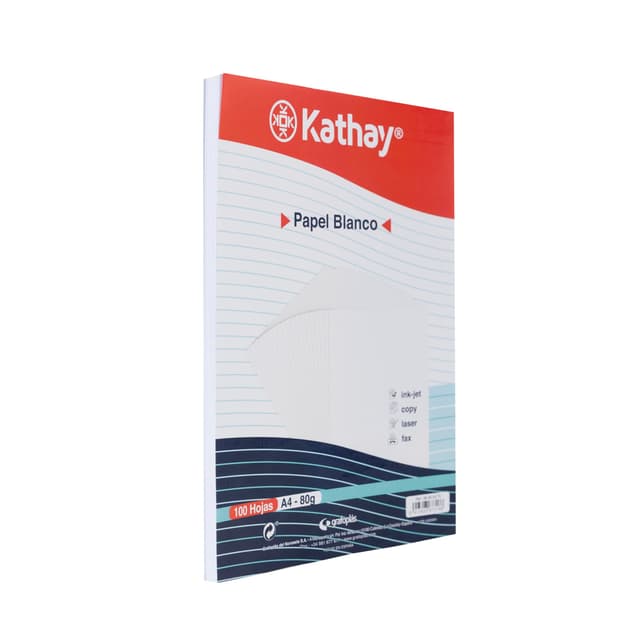 Kathay 86600070 Pack of 100 Sheets of White Paper, A4, 80 g, Suitable for Printers, Ink-Jet, Copy, Laser and Fax
