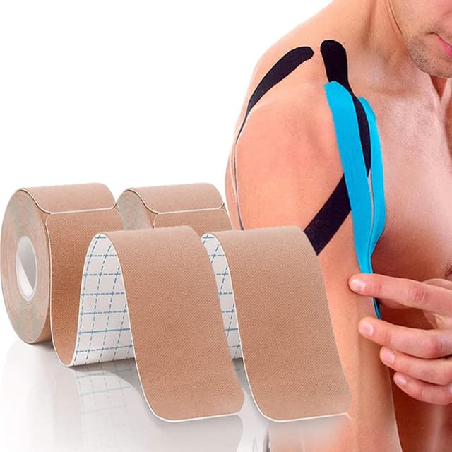 Kinesiology Tape -<2-Rolls,10M>-Waterproof Cotton Tape for Joints Support and Muscle Pain Relief, Precut Elastic Kinetic Tape for Athletes,Physical Therapy Sports Athletes,Knee Pain etc(Skin Color)