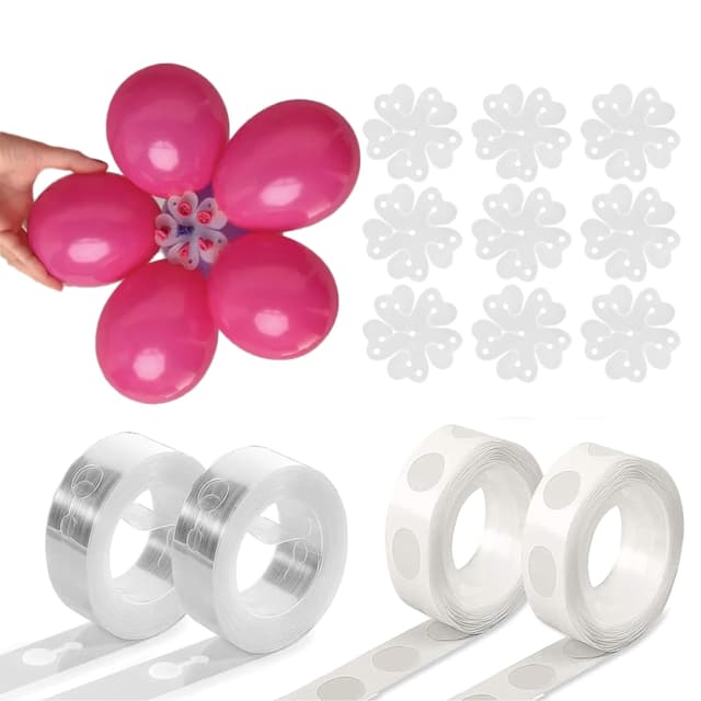 Millennium 14 Pcs Balloon Arch Tape Kit with 2 Balloon Arch Strips,2 Glue Dots & 10 Balloon Flower Clips for Birthday Party Decorations